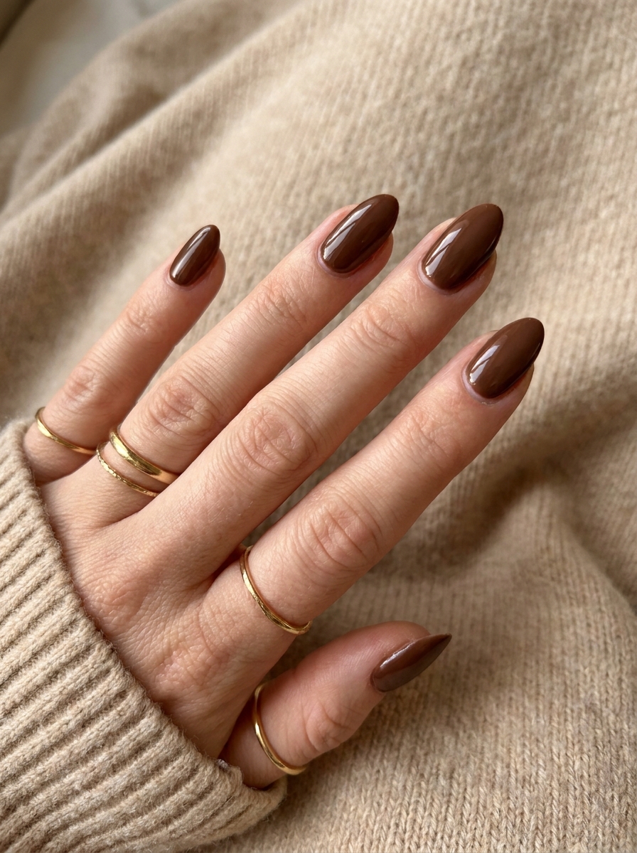 Chocolate Brown Gloss Nails als Herbst Nägel Inspiration 2026